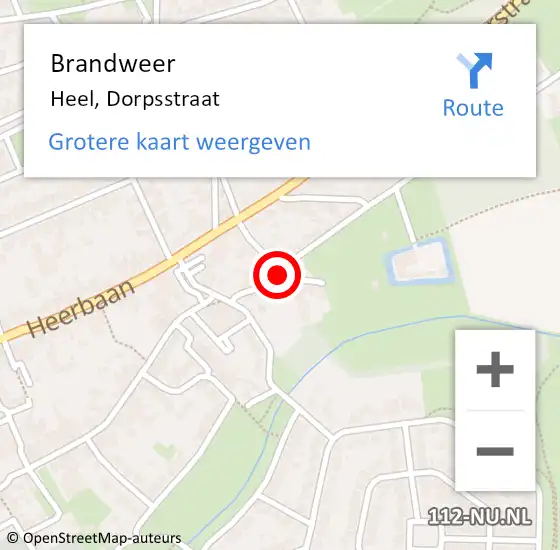 Locatie op kaart van de 112 melding: Brandweer Heel, Dorpsstraat op 28 juni 2020 18:32
