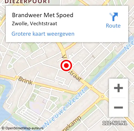 Locatie op kaart van de 112 melding: Brandweer Met Spoed Naar Zwolle, Vechtstraat op 28 juni 2020 19:07