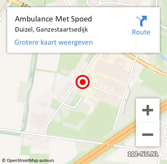 Locatie op kaart van de 112 melding: Ambulance Met Spoed Naar Duizel, Ganzestaartsedijk op 28 juni 2020 20:07
