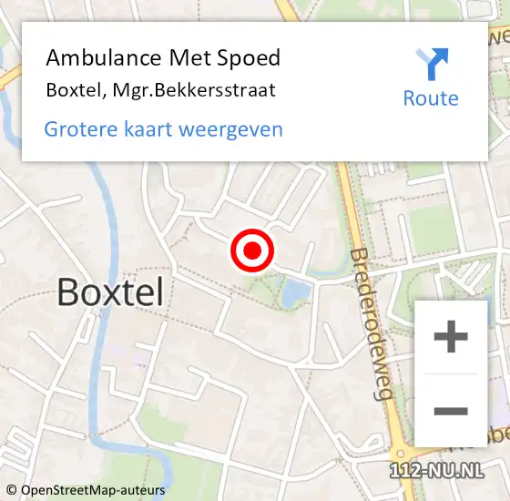 Locatie op kaart van de 112 melding: Ambulance Met Spoed Naar Boxtel, Mgr.Bekkersstraat op 29 juni 2020 06:35