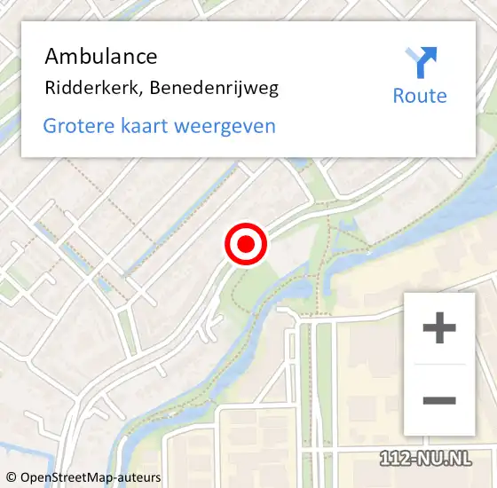Locatie op kaart van de 112 melding: Ambulance Ridderkerk, Benedenrijweg op 29 juni 2020 14:24