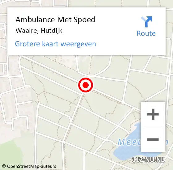 Locatie op kaart van de 112 melding: Ambulance Met Spoed Naar Waalre, Hutdijk op 29 juni 2020 17:51