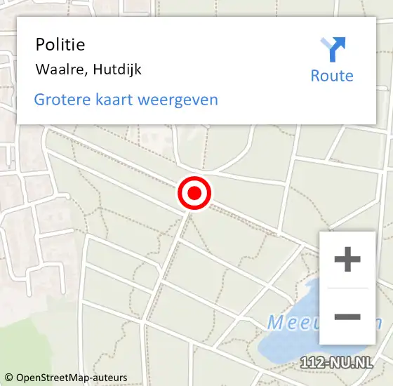 Locatie op kaart van de 112 melding: Politie Waalre, Hutdijk op 29 juni 2020 17:52