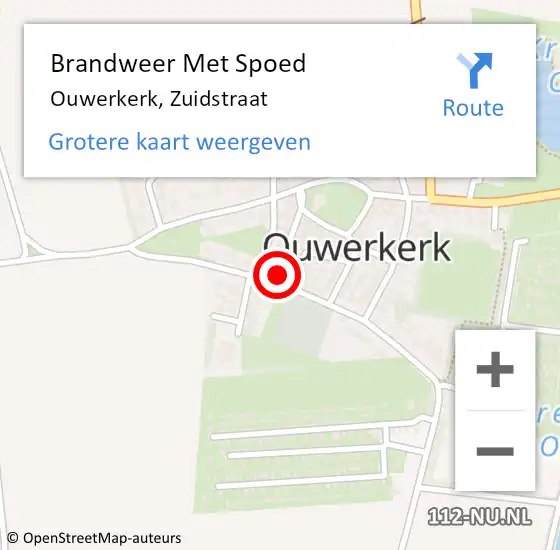 Locatie op kaart van de 112 melding: Brandweer Met Spoed Naar Ouwerkerk, Zuidstraat op 11 mei 2014 08:08