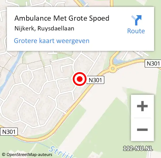 Locatie op kaart van de 112 melding: Ambulance Met Grote Spoed Naar Nijkerk, Ruysdaellaan op 29 juni 2020 23:00