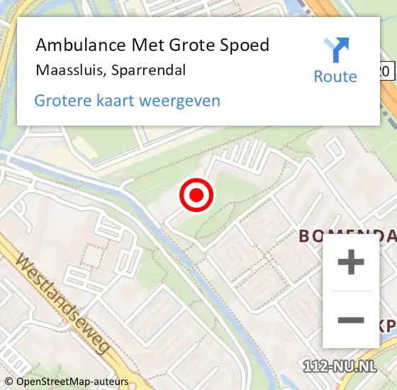 Locatie op kaart van de 112 melding: Ambulance Met Grote Spoed Naar Maassluis, Sparrendal op 29 juni 2020 23:49