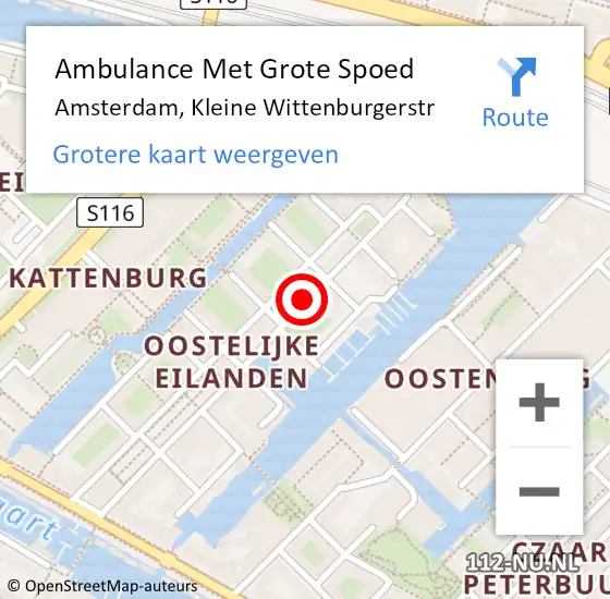 Locatie op kaart van de 112 melding: Ambulance Met Grote Spoed Naar Amsterdam, Kleine Wittenburgerstr op 30 juni 2020 10:24