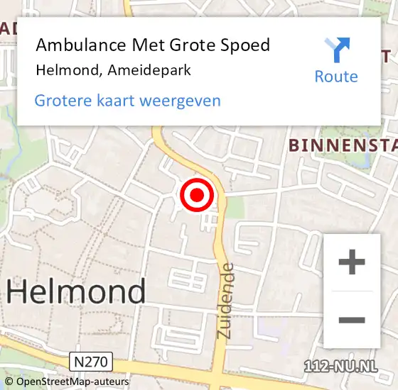 Locatie op kaart van de 112 melding: Ambulance Met Grote Spoed Naar Helmond, Ameidepark op 30 juni 2020 11:37
