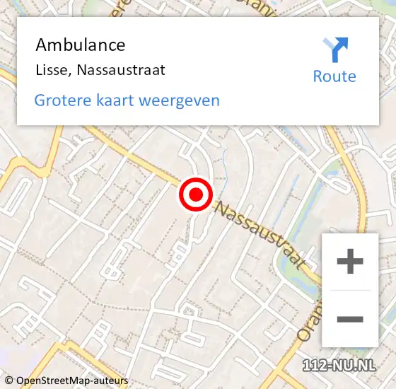 Locatie op kaart van de 112 melding: Ambulance Lisse, Nassaustraat op 30 juni 2020 12:41