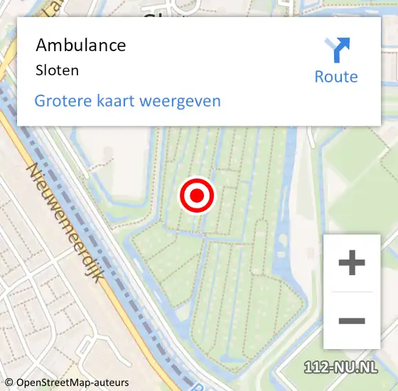Locatie op kaart van de 112 melding: Ambulance Sloten op 30 juni 2020 16:44