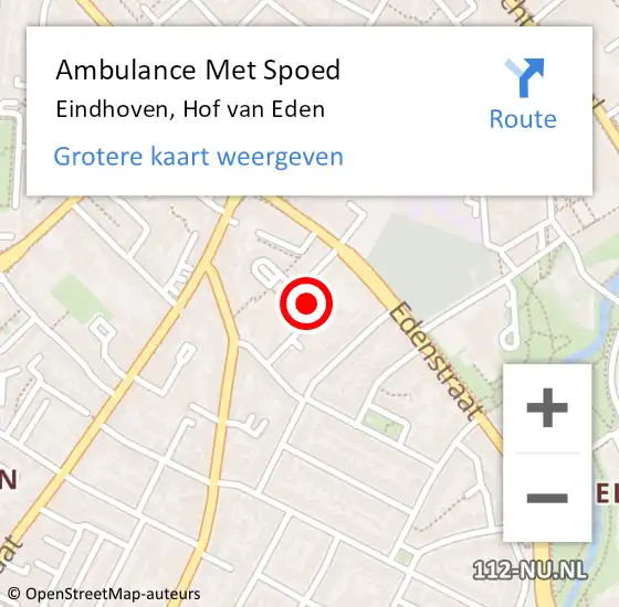 Locatie op kaart van de 112 melding: Ambulance Met Spoed Naar Eindhoven, Hof van Eden op 30 juni 2020 16:49