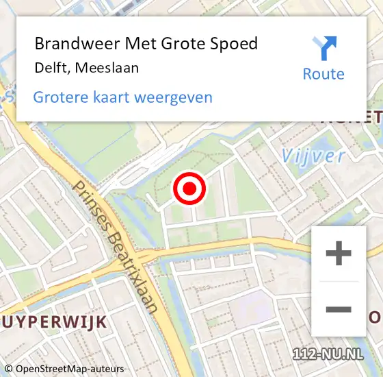Locatie op kaart van de 112 melding: Brandweer Met Grote Spoed Naar Delft, Meeslaan op 30 juni 2020 17:54