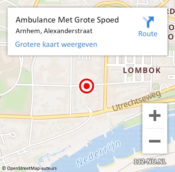 Locatie op kaart van de 112 melding: Ambulance Met Grote Spoed Naar Arnhem, Alexanderstraat op 30 juni 2020 20:50