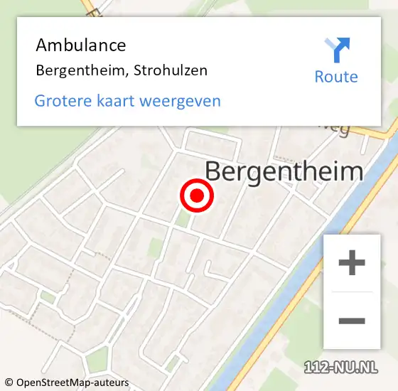 Locatie op kaart van de 112 melding: Ambulance Bergentheim, Strohulzen op 1 juli 2020 02:23