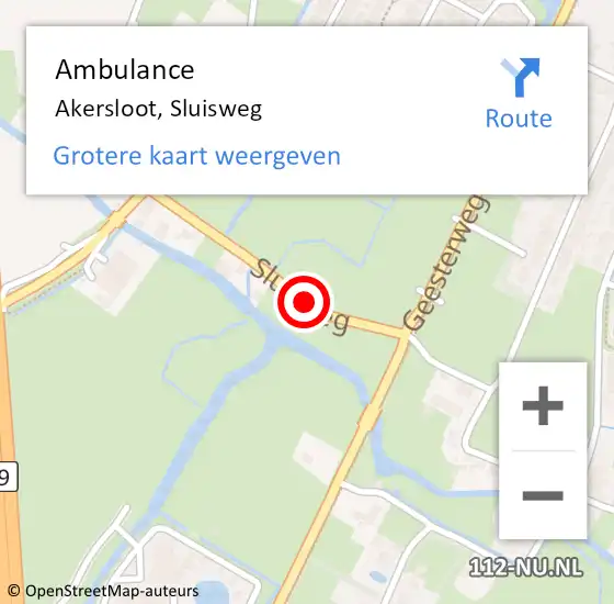 Locatie op kaart van de 112 melding: Ambulance Akersloot, Sluisweg op 1 juli 2020 07:22
