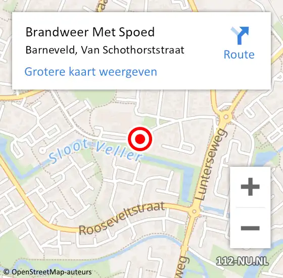 Locatie op kaart van de 112 melding: Brandweer Met Spoed Naar Barneveld, Van Schothorststraat op 1 juli 2020 08:18