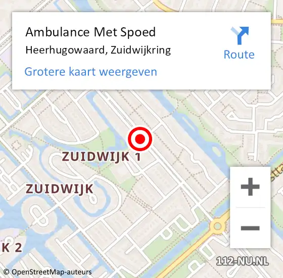 Locatie op kaart van de 112 melding: Ambulance Met Spoed Naar Heerhugowaard, Zuidwijkring op 1 juli 2020 08:20