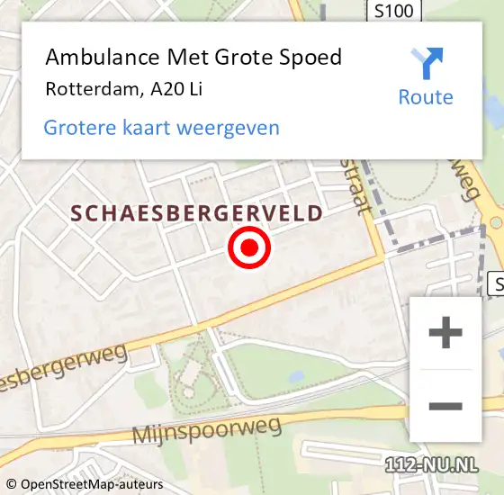 Locatie op kaart van de 112 melding: Ambulance Met Grote Spoed Naar Rotterdam, A20 Li op 1 juli 2020 08:41