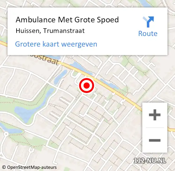 Locatie op kaart van de 112 melding: Ambulance Met Grote Spoed Naar Huissen, Trumanstraat op 1 juli 2020 09:40