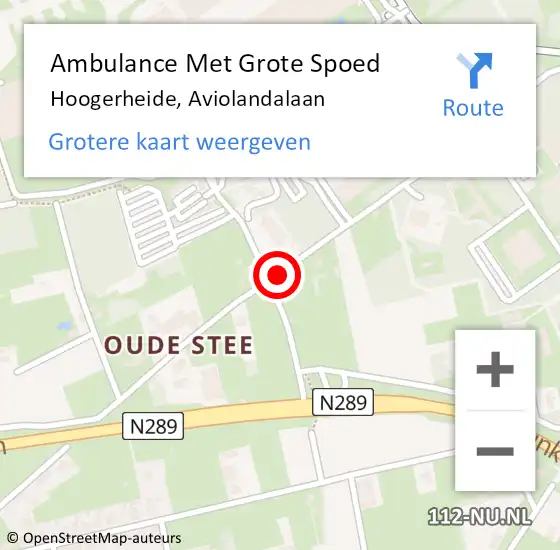 Locatie op kaart van de 112 melding: Ambulance Met Grote Spoed Naar Hoogerheide, Aviolandalaan op 1 juli 2020 12:02