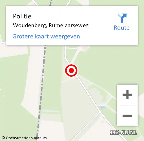 Locatie op kaart van de 112 melding: Politie Woudenberg, Rumelaarseweg op 1 juli 2020 13:53