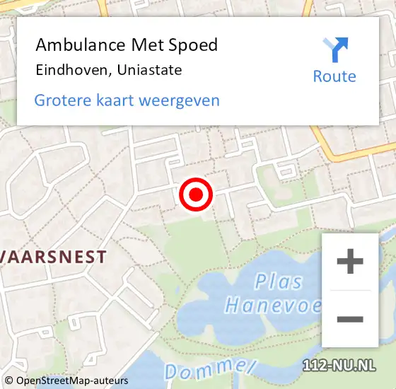 Locatie op kaart van de 112 melding: Ambulance Met Spoed Naar Eindhoven, Uniastate op 1 juli 2020 17:27