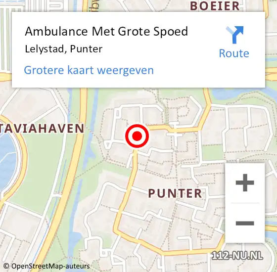 Locatie op kaart van de 112 melding: Ambulance Met Grote Spoed Naar Lelystad, Punter op 1 juli 2020 20:19