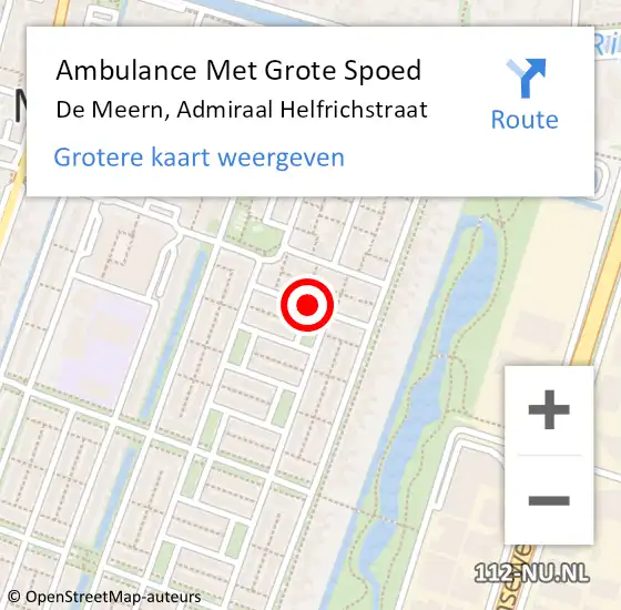 Locatie op kaart van de 112 melding: Ambulance Met Grote Spoed Naar De Meern, Admiraal Helfrichstraat op 1 juli 2020 23:08