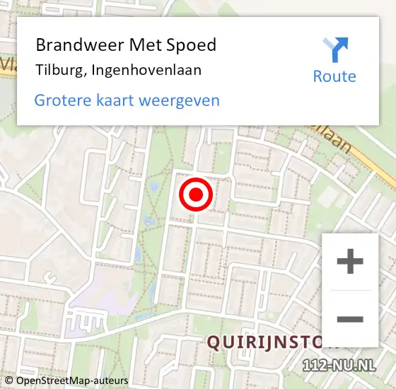 Locatie op kaart van de 112 melding: Brandweer Met Spoed Naar Tilburg, Ingenhovenlaan op 2 juli 2020 01:04