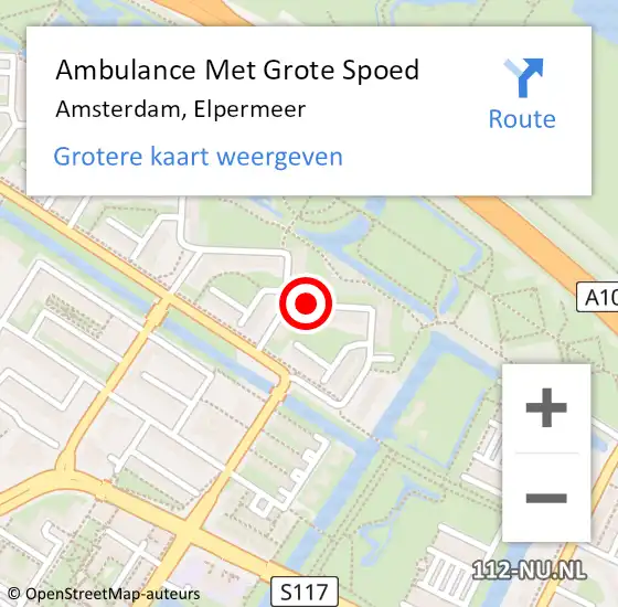 Locatie op kaart van de 112 melding: Ambulance Met Grote Spoed Naar Amsterdam, Elpermeer op 2 juli 2020 07:50