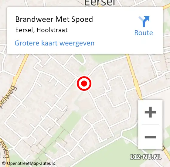 Locatie op kaart van de 112 melding: Brandweer Met Spoed Naar Eersel, Hoolstraat op 2 juli 2020 09:02