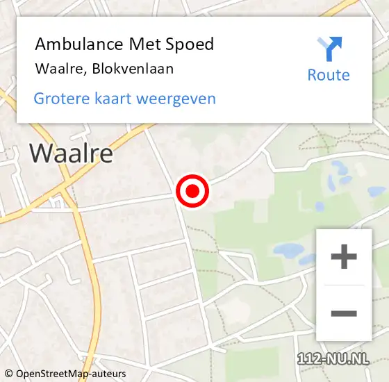 Locatie op kaart van de 112 melding: Ambulance Met Spoed Naar Waalre, Blokvenlaan op 2 juli 2020 09:11