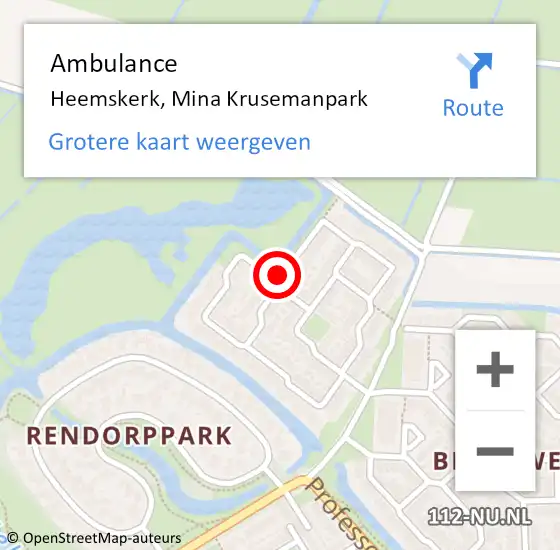Locatie op kaart van de 112 melding: Ambulance Heemskerk, Mina Krusemanpark op 2 juli 2020 14:01