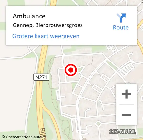 Locatie op kaart van de 112 melding: Ambulance Gennep, Bierbrouwersgroes op 2 juli 2020 16:06
