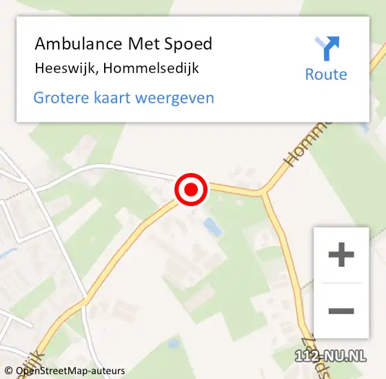 Locatie op kaart van de 112 melding: Ambulance Met Spoed Naar Heeswijk, Hommelsedijk op 3 juli 2020 03:43