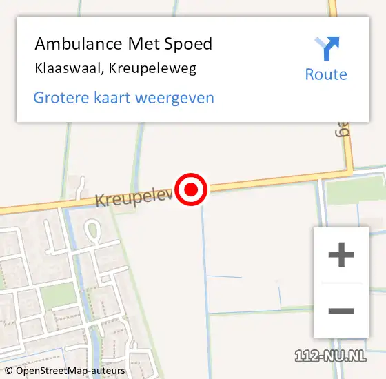 Locatie op kaart van de 112 melding: Ambulance Met Spoed Naar Klaaswaal, Kreupeleweg op 3 juli 2020 04:03