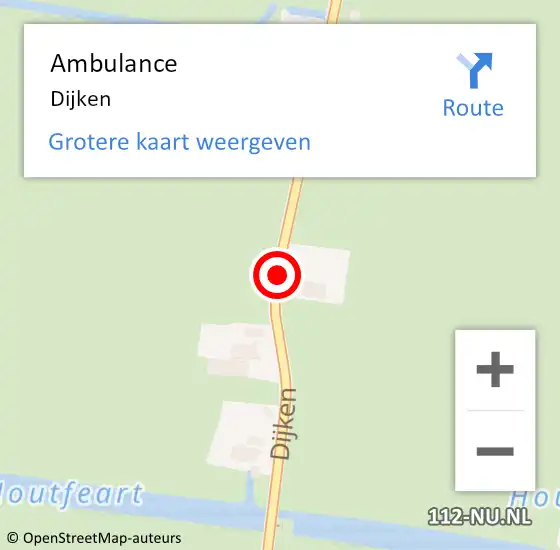 Locatie op kaart van de 112 melding: Ambulance Dijken op 3 juli 2020 08:22
