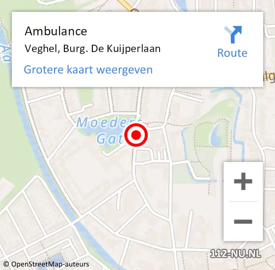 Locatie op kaart van de 112 melding: Ambulance Veghel, Burg. De Kuijperlaan op 3 juli 2020 09:15