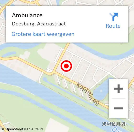 Locatie op kaart van de 112 melding: Ambulance Doesburg, Acaciastraat op 3 juli 2020 10:52
