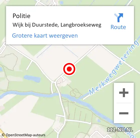 Locatie op kaart van de 112 melding: Politie Wijk bij Duurstede, Langbroekseweg op 3 juli 2020 11:13