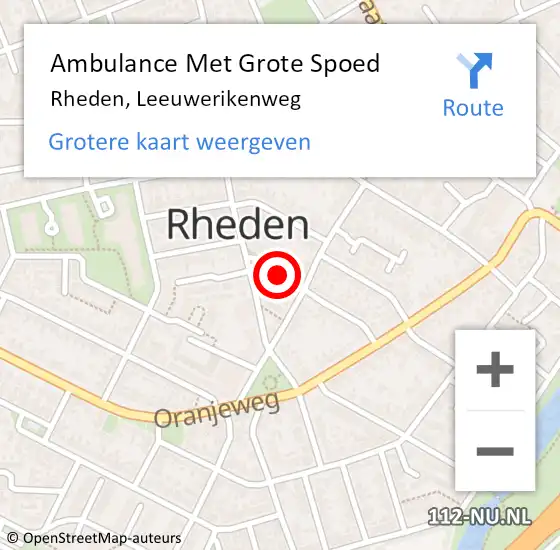 Locatie op kaart van de 112 melding: Ambulance Met Grote Spoed Naar Rheden, Leeuwerikenweg op 3 juli 2020 12:02