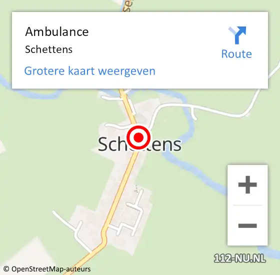 Locatie op kaart van de 112 melding: Ambulance Schettens op 11 mei 2014 15:53