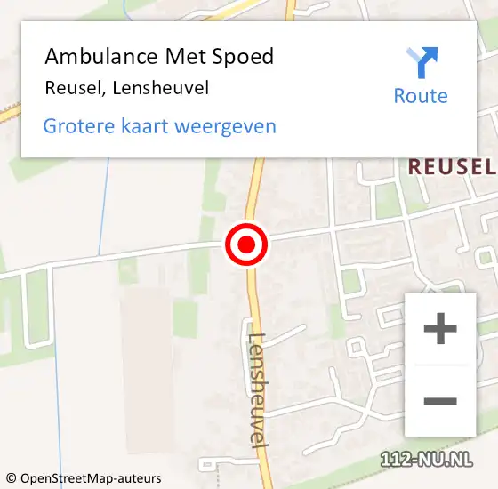 Locatie op kaart van de 112 melding: Ambulance Met Spoed Naar Reusel, Lensheuvel op 3 juli 2020 14:53
