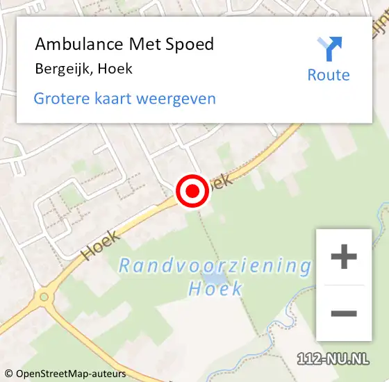 Locatie op kaart van de 112 melding: Ambulance Met Spoed Naar Bergeijk, Hoek op 3 juli 2020 16:01
