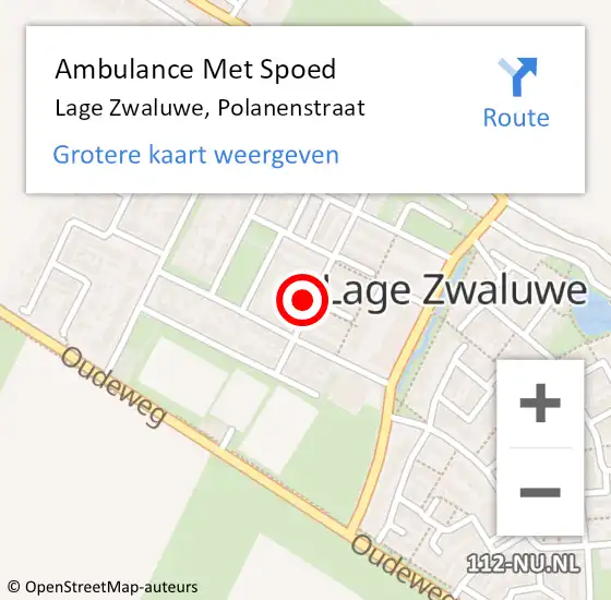 Locatie op kaart van de 112 melding: Ambulance Met Spoed Naar Lage Zwaluwe, Polanenstraat op 11 mei 2014 16:27