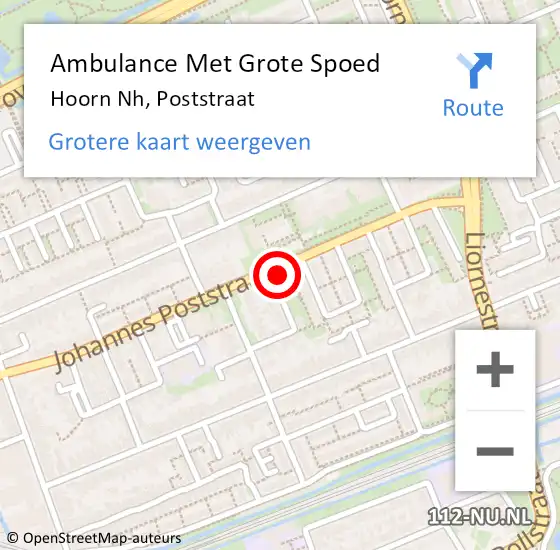 Locatie op kaart van de 112 melding: Ambulance Met Grote Spoed Naar Hoorn Nh, Poststraat op 3 juli 2020 19:48