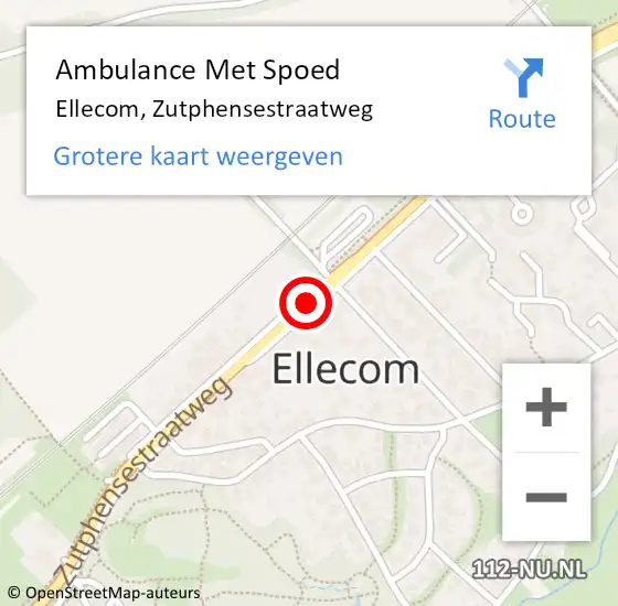 Locatie op kaart van de 112 melding: Ambulance Met Spoed Naar Ellecom, Zutphensestraatweg op 3 juli 2020 20:35