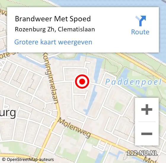 Locatie op kaart van de 112 melding: Brandweer Met Spoed Naar Rozenburg Zh, Clematislaan op 3 juli 2020 23:25