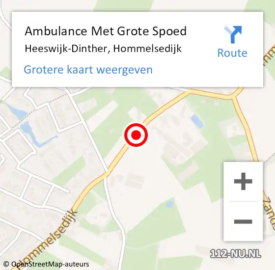 Locatie op kaart van de 112 melding: Ambulance Met Grote Spoed Naar Heeswijk-Dinther, Hommelsedijk op 4 juli 2020 01:52