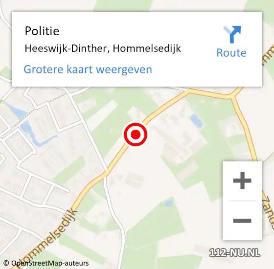 Locatie op kaart van de 112 melding: Politie Heeswijk-Dinther, Hommelsedijk op 4 juli 2020 01:54